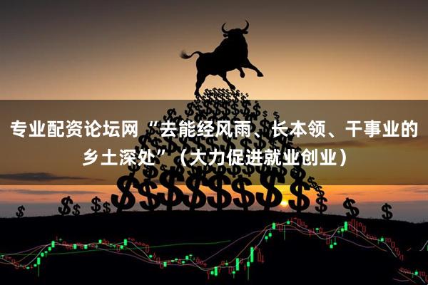 专业配资论坛网 “去能经风雨、长本领、干事业的乡土深处”（大力促进就业创业）